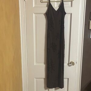 Chic Dark Brown Floral Maxi Dress